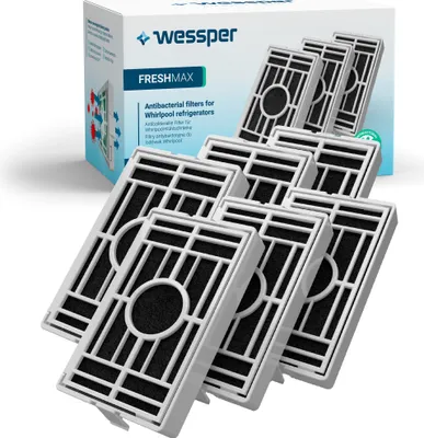 Produktbild von Wessper Balenie 6 náhradných antibakteriálnych hygienických vzduchových filtrov pre chladničky Bauknecht Whirlpool Side-by-Side, kompatibilné s Microban ANT001, ANT-001, ANTF-MIC, HYG001, 481248048172