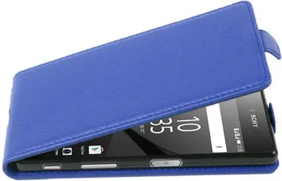 Produktbild von Cadorabo Schutzhülle für Sony Xperia Z5 PREMIUM Hülle in Blau Flip Etui Handyhülle Case Cover Kunstleder