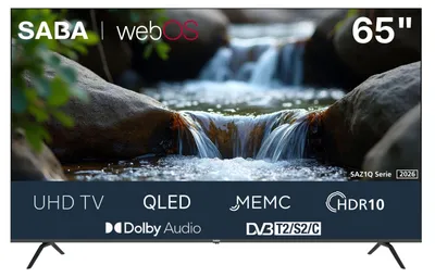 Produktbild von SABA SA65Z1QU QLED Fernseher 65 Zoll Smart TV webOS 4K UHD Auflösung HDR Triple-Tuner Bluetooth 2026