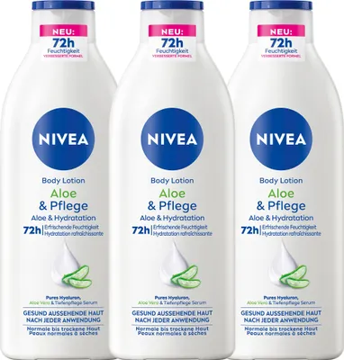 Produktbild von NIVEA Body Aloe & Pflege Lotion 3 x 400ml Hyaluron, Aloe Vera & Tiefenpflege