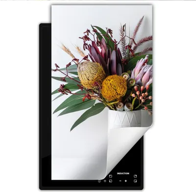 Produktbild von DarHaus Herdabdeckplatte 1 teilig 30x52 cm Anti Rutsch Matte Aufrollbar, Blumenstrauß