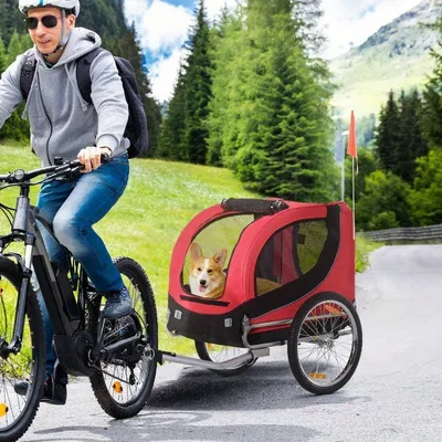 Produktbild von Hundekarren – Fahrradanhänger für Haustiere – Klappbar und leicht, mit wasserdichtem Verdeck