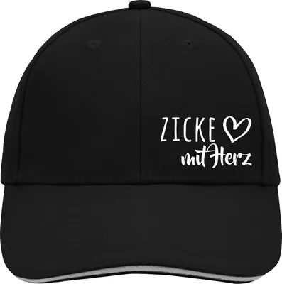 Produktbild von Huuraa Cappy Mütze Zicke mit Herz Black/Light Grey Baumwolle 6-Panel Kappe Geschenkidee