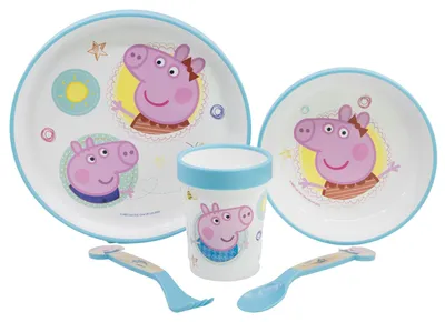 Kindergeschirr 5-tlg. mit Antirutschboden, Peppa Pig, BPA-frei