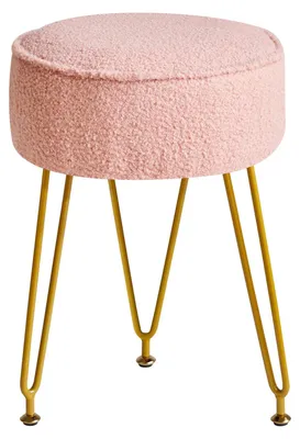 Zdjęcie produktu dla Podnóżek, plusz teddy, okrągły, różowy, do salonu