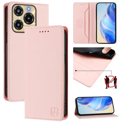 Image de Etui en cuir pour Oukitel C69, étui à rabat avec fentes pour cartes, portefeuille et support Rose