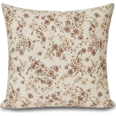 Produktbild von Kissenbezug glatte Baumwolle Blumen beige
