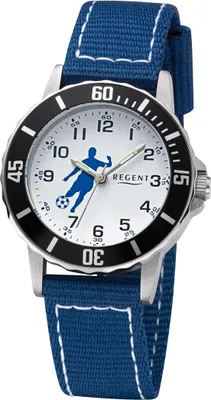 Produktbild von Regent Jugend Uhr Lederarmband Textil Armbanduhr Analog blau weiß URF1375