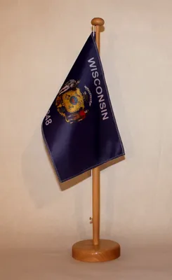Produktbild von Tischflagge Wisconsin USA Bundesstaat US State mit Holzständer