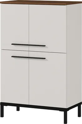 Produktbild von Badezimmer Kommode YOKOHAMA-01 in Kaschmir mit Absetzung in Nussbaum Nb., B/H/T ca. 60/97/34 cm