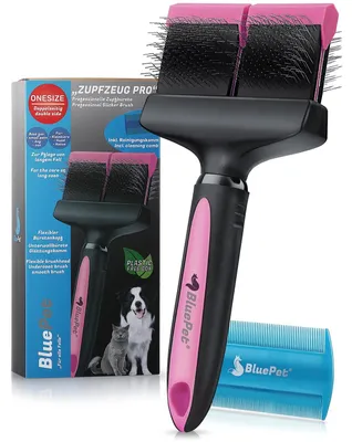 Produktbild von Tierbürste Hundebürste Katzenbürste - Doppelkopf - Rosa - Für Hunde und Katzen