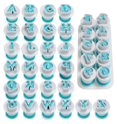 Produktbild von Ausstecher Buchstaben und Zahlen Fondant Ausstecher Alphabet Kuchen Dekoration Backzubehör Set Auswerfer Stempel Keks Marzipan wiederverwendbar