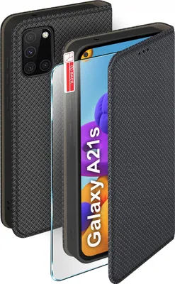 Obrázok produktu pre Flipové puzdro pre Samsung A21s Uzamykateľné čierne puzdro + sklo 9H