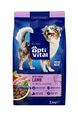 Zdjęcie produktu dla OPTIVITAL ze świeżym jagnięciem - sucha karma dla psów - 2,4 kg