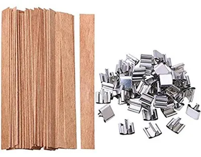 Holz-Kerzendochte 50 Stk. mit Eisenstandfuß, 13 mm x 130 mm