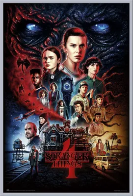 Produktbild von Stranger Things - Poster - Vecna´s House + Wechselrahmen, Shinsuke® Maxi Kunststoff silber, Acryl-Scheibe