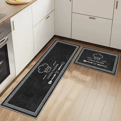 Immagine prodotto di Set di 2 tappetini da cucina, antifatica, dimensioni 43x75 cm e 43x150 cm