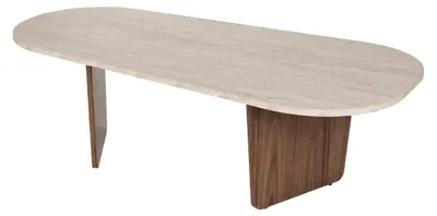 Zdjęcie produktu dla Stolik kawowy z zaokrąglonym blatem, długość 130 cm - AMÉLIA