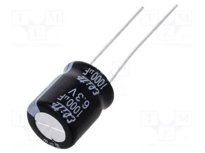 Produktbild von 10x Kondensator: elektrolytisch 6,3VDC 1000uF Ø10x12,5mm THT  20% PF0J102MNN1012 E