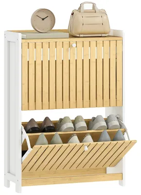 Obrázek produktu pro Botník, bambusová konstrukce, nastavitelné police, 60 x 24 x 82,5 cm, BÍLÁ