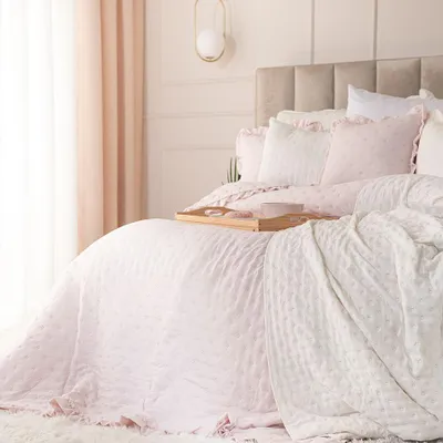 Immagine prodotto di Copriletto, trapuntato, con volant, elegante, Werona 200x220cm Rosa