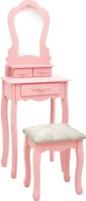 Produktbild von "2026 Promotion" Schminktisch-Set mit Hocker Rosa 50x59x136 cm Paulownia-Holz - Schminktische CC3163