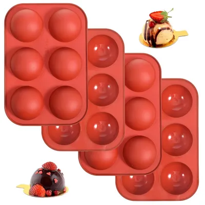 Obrázok produktu pre Silikónové formy na koláče – sada 4 kusov, okrúhle, polguľové, priemer 5 cm