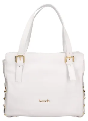 Immagine prodotto di Borsa a tracolla da donna Braccialini, in vera pelle nera, con zip e manici in pelle. Design italiano di alta qualità