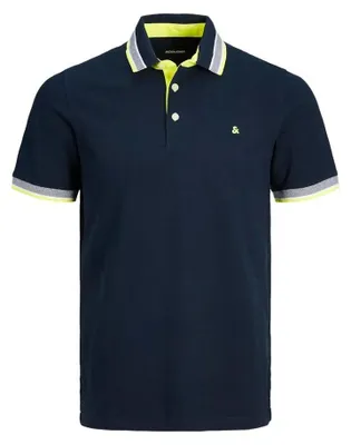 Immagine prodotto di jack and jones polo uomo jack and jones 12136668 paulos navy blazer neon