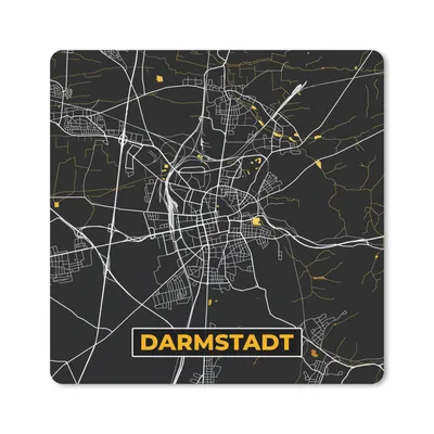 Produktbild von MuchoWow® Mauspad Mousepad Deutschland - Schwarz und Gold - Darmstadt - Stadtplan - Karte 20x20 cm - Mousepads - Maus Mat - Pad - Mausunterlage - Desk Mat - Bureauartikeln