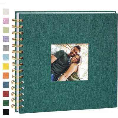 Productafbeelding van Fotoalbum, spiraalalbum, scrapboek, 20,5 x 20,5 cm, 40 pagina's, donkergroen