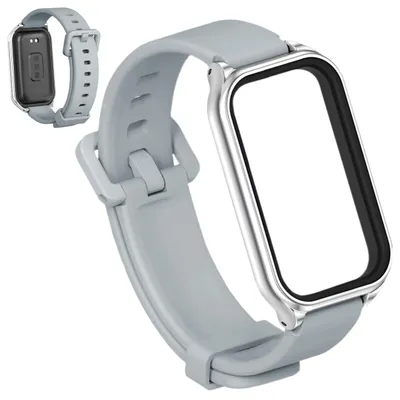 Zdjęcie produktu dla Pasek z ramką ChronSmarta do Xiaomi Mi Band 8 Active / Redmi Smart Band 2 (Szary)