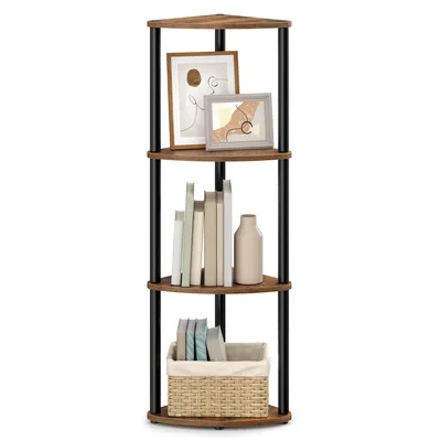 Produktbild von SONGMICS HOME Eckregal mit 4 Ebenen, Standregal für Wohnzimmer, Schlafzimmer, Küche, 38,3 x 27 x 104,8 cm, braun-schwarz