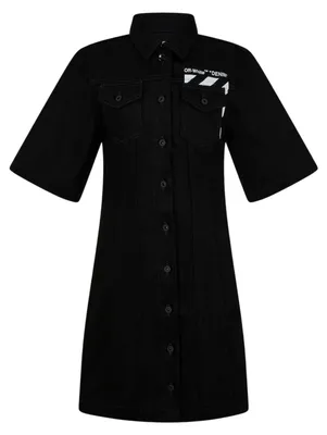 Productafbeelding van Off White - Damesjurk, overhemdmodel, denim, GT32116 (maat 30 DE) (zwart/wit)