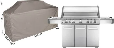 Produktbild von Raffles Covers BBQ Schutzhaube Grill 195 x 80 H: 125/115 cm | Atmungsaktiv | Wasserdicht | UV-beständig | Doppelnähte | Elastischer Kordelzug