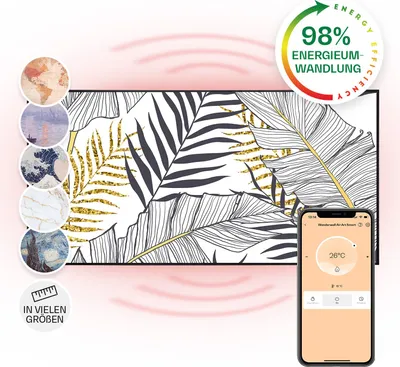 Image de Klarstein Air Art Smart Chauffage Infrarouge, 700W Radiateur Electrique pour Maison, Contrôle via l'Application IoT/WiFi, Détection de Fenêtre Ouverte, Chauffage Mural, Thermostat, Econome, Sans CO2