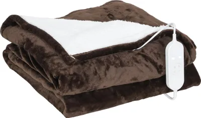 Obrázek produktu pro Elektrická vyhřívací deka - 180×130 cm - 10 nastavení teploty - časovač - LED displej - lze prát v pračce - kašmír - šedá
