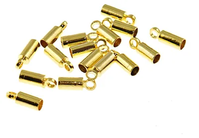 Produktbild von Vintageparts 20 Endkappen mit Öse für 2 mm Bänder goldfarben