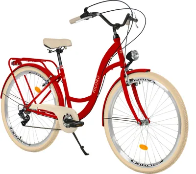 Produktbild von Milord Komfort City Fahrrad Retro Vintage Damenfahrrad, 28 Zoll, Rot, 7 Gang Shimano