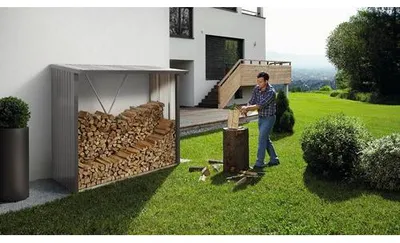 Obrázok produktu pre Prístrešok na drevo Biohort Woodstock 230 plechový 229 x 102 x 199 cm sivý kremeň metalický