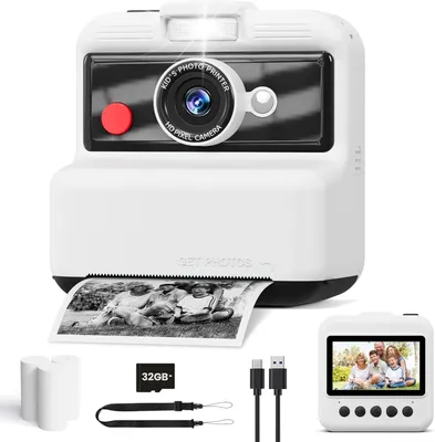 Produktbild von Sofortbildkamera Kinder 3 Zoll Bildschirm, 48MP/2,5K UHD Kinderkamera mit Sofortdruck, 32GB Karte, Spielzeug Geschenk für Jungen & Mädchen 3-12 Jahre