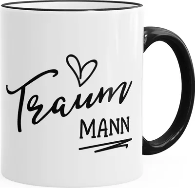 Produktbild von Geschenk-Tasse für Freund Mann Traummann Herz Partner Kaffee-Tasse MoonWorks® schwarz unisize