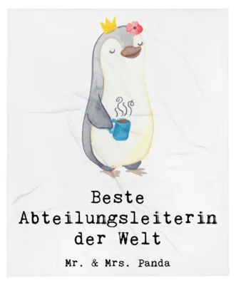 Produktbild von Mr. & Mrs. Panda Kuscheldecke Pinguin Beste Abteilungsleiterin der Welt - Weiß - Geschenk, Abschied, Decke, Arbeit, Plaid, Tagesdecke, Kollegin, Sofaüberwurf, Büro