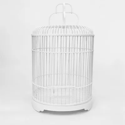 Zdjęcie produktu dla Fine Asianliving Wisząca klatka dla ptaków z haczykiem Biała dekoracja D40xH60cm