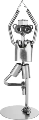 Produktbild von BRUBAKER Schraubenmännchen Yoga - Sport Silber Eisenfigur Metallmännchen - Handarbeit Metallfigur Dekoration - Geschenk für Yogi