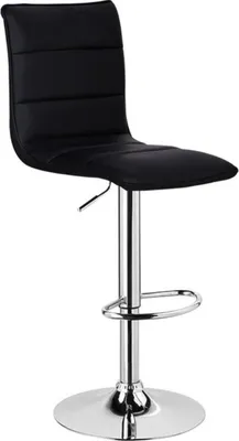 Productafbeelding van Happyment Barkruk Luxe Erino – Industrieel design – Zwart – Barkruk – Keukenstoel – Barstoel met rugleuning – Hoogte verstelbaar – Kunstleer – 1 stuk