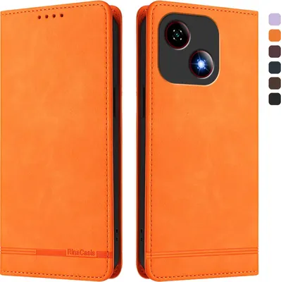 Produktbild von Hülle für ZTE Blade A35E, Retro Kunstleder Ständer Klapphülle mit Kartenfächer und Magnetische Orange