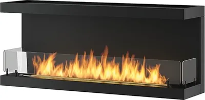 Image de Cheminée Bioéthanol Encastrable Design C1200 V.3 Avec Vitre Ouverte Sur 3 Côtés Brûleur 3 Litres