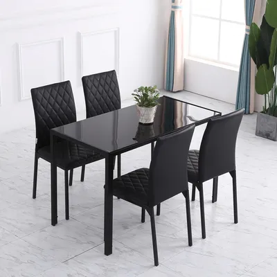 Immagine prodotto di Sedie da pranzo - Sedie - Sedie per sala da pranzo - Sedie per tavolo - Sedie nere - Set da 4 - Seduta imbottita