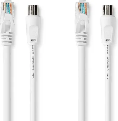 Produktbild von Nedis Csgl4500wt15 Koaxial-und Cat6-kombikabel Iec Koaxial M/rj45 M-iec Koaxial F/rj45 M Rg58 75 Ohm Doppelt Geschirmt Vernickelt 1.5 M    One Size